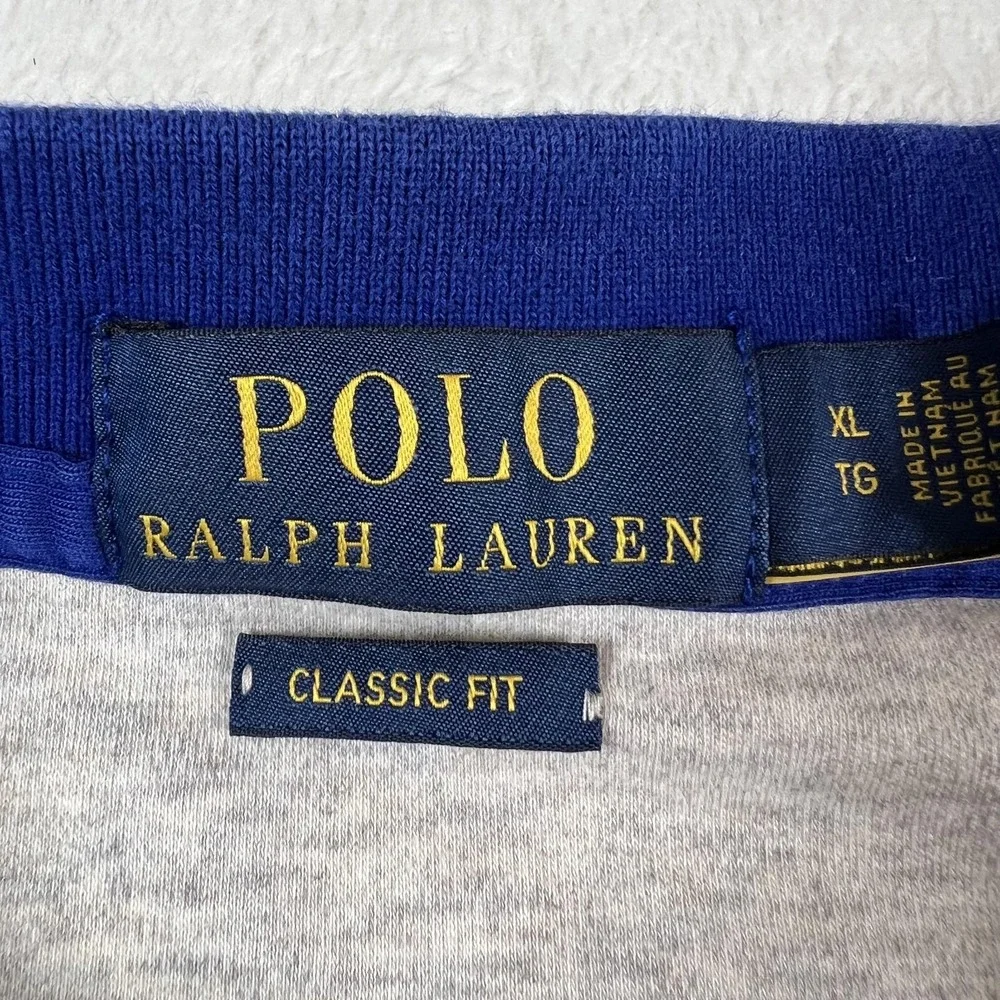 Polo Ralph Lauren Polo Shirt Mens XL Gray Blue White Colorblock Classic Pony